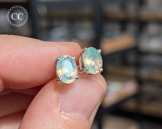 Ethiopian Opal Silver Stud Earrings #4