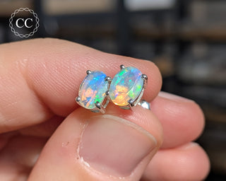 Ethiopian Opal Silver Stud Earrings #5