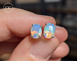 Ethiopian Opal Silver Stud Earrings #5