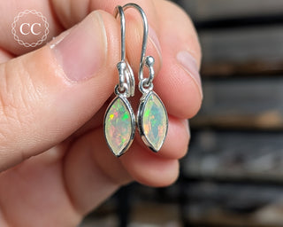 Ethiopian Opal Silver Drop Earrings #1