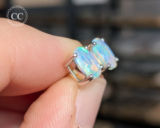 Ethiopian Opal Silver Stud Earrings #5