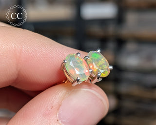 Ethiopian Opal Silver Stud Earrings #6