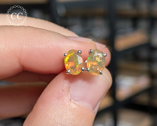 Ethiopian Opal Silver Stud Earrings #7