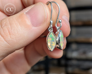 Ethiopian Opal Silver Drop Earrings #1