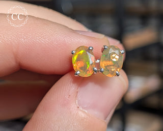 Ethiopian Opal Silver Stud Earrings #7
