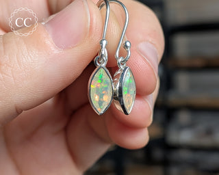 Ethiopian Opal Silver Drop Earrings #1