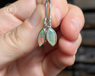 Ethiopian Opal Silver Drop Earrings #1
