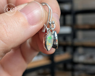 Ethiopian Opal Silver Drop Earrings #1