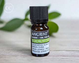 Eucalyptus Essential Oil on a table