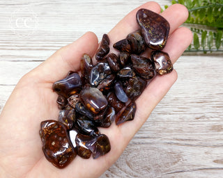 Fire Agate Tumbled Crystals in hand