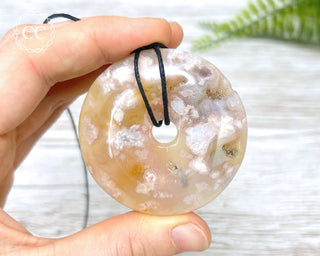 Flower Agate Donut Necklace #3