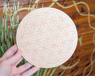 Flower of Life Wooden Crystal Grid Board