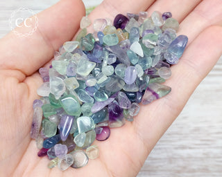 Fluorite Crystal Chips in hand