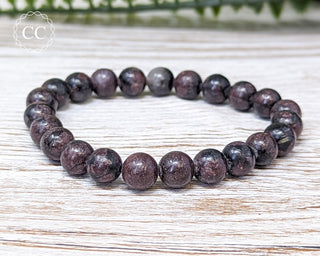 Arfvedsonite & Garnet 8mm Beaded Bracelet