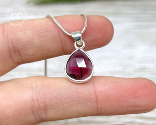 Garnet Faceted Silver Necklace #2