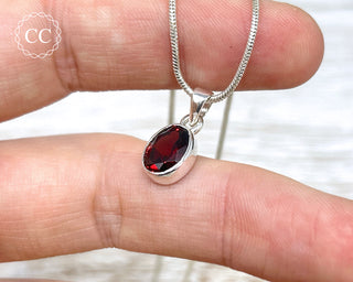 Garnet Faceted Silver Necklace #3