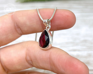 Garnet Faceted Silver Necklace #2