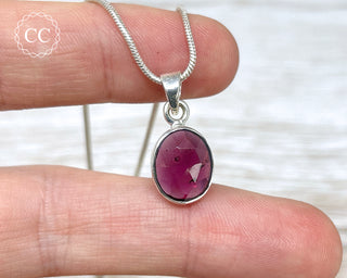 Garnet Faceted Silver Necklace #4