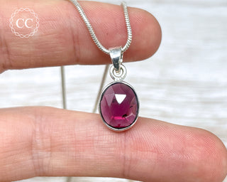 Garnet Faceted Silver Necklace #4