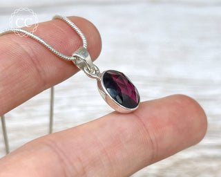 Garnet Faceted Silver Necklace #4