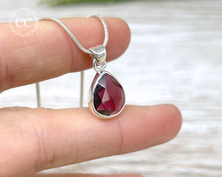 Garnet Faceted Silver Necklace #2