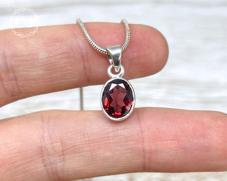 Garnet Faceted Silver Necklace #1