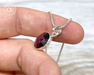 Garnet Faceted Silver Necklace #4