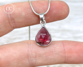 Garnet Faceted Silver Necklace #5