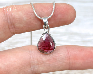 Garnet Faceted Silver Necklace #5