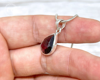 Garnet Faceted Silver Necklace #5