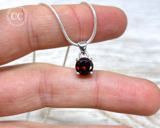 Garnet Faceted Silver Necklace #1