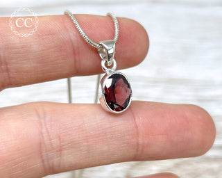 Garnet Faceted Silver Necklace #1