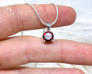 Garnet Faceted Silver Necklace #1