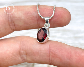 Garnet Faceted Silver Necklace #1