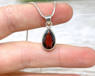 Garnet Faceted Silver Necklace #1