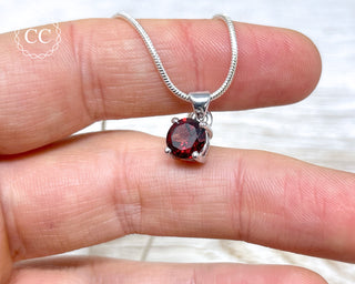 Garnet Faceted Silver Necklace #1