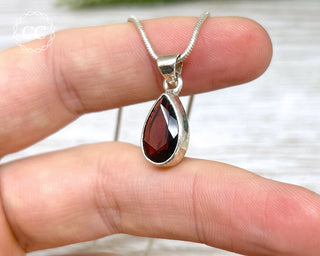 Garnet Faceted Silver Necklace #1