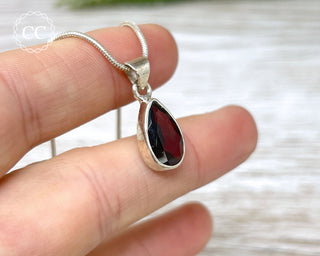 Garnet Faceted Silver Necklace #1