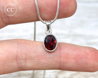 Garnet Faceted Silver Necklace #3