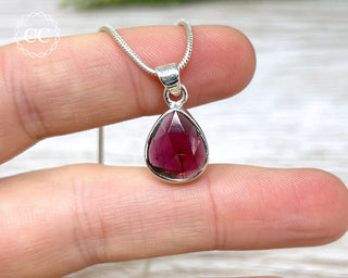 Garnet Faceted Silver Necklace #2