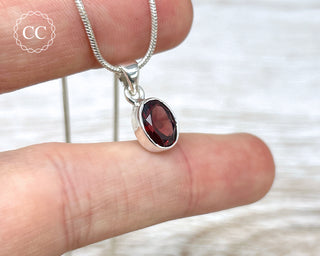 Garnet Faceted Silver Necklace #3