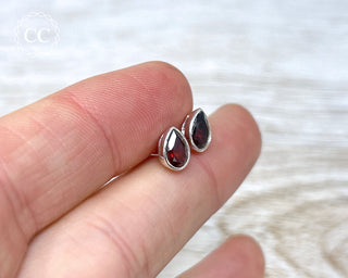 Garnet Silver Stud Earrings #1