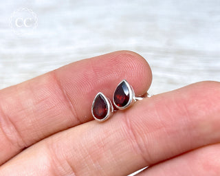 Garnet Silver Stud Earrings #1
