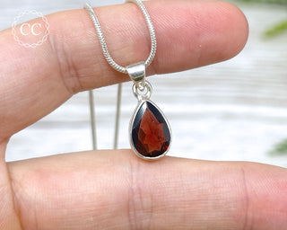 Garnet Faceted Silver Necklace #1