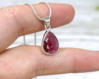 Garnet Faceted Silver Necklace #2