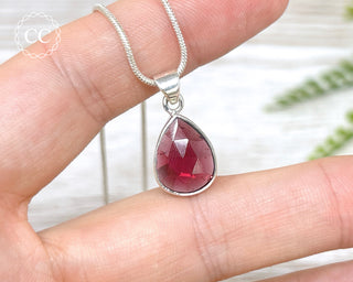 Garnet Faceted Silver Necklace #2