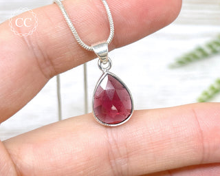 Garnet Faceted Silver Necklace #2