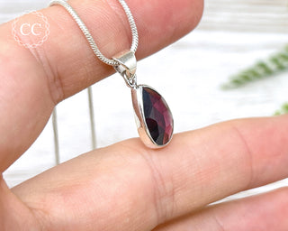 Garnet Faceted Silver Necklace #2