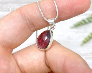 Garnet Faceted Silver Necklace #2