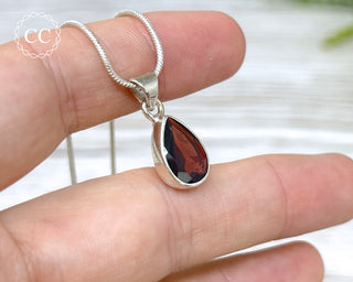 Garnet Faceted Silver Necklace #1